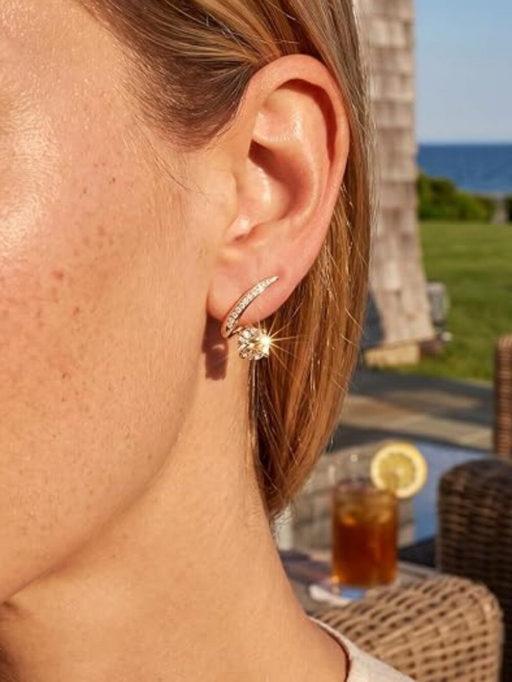 Gold Earrings for Women Trendy Illusion CZ Stud Earrings Jewelry